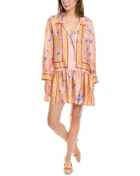 Sandro Flounce Silk Mini Dress 7649324826684