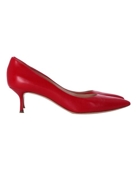 Casadei Low Heel Pumps in Red Leather 7748774658108