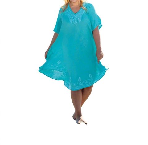 Pearl Short Sleeve Sundress – Plus Size In Seafoam