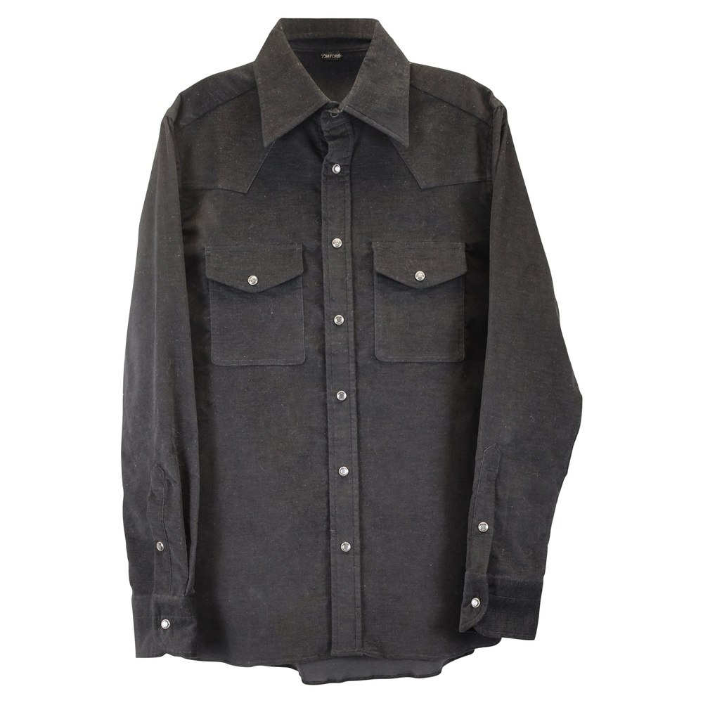 Tom Ford Pocket Shirt in Charcoal Cotton 7748776984636