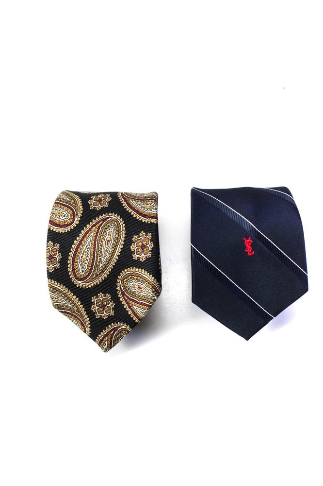 Yves Saint Laurent Men’s Classic Navy Stripe Neck Tie One