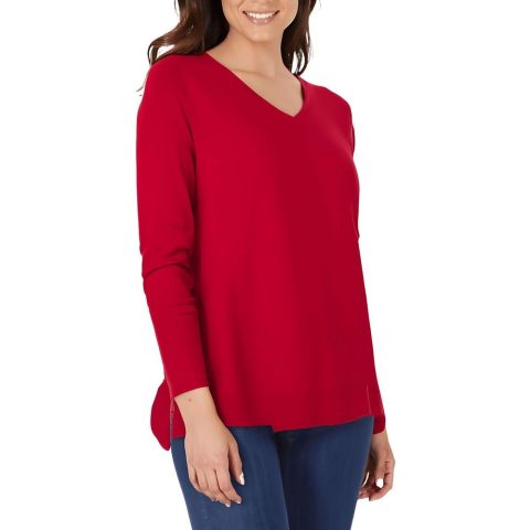 Ribbed Trim Tunic Sweater