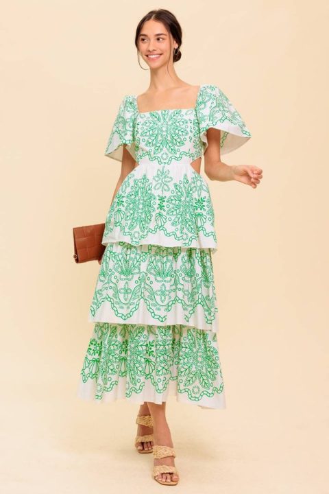 SHE’S A VISION WOVEN MIDI DRESS
