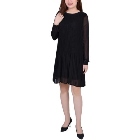 Petites Pleated Mini Shift Dress