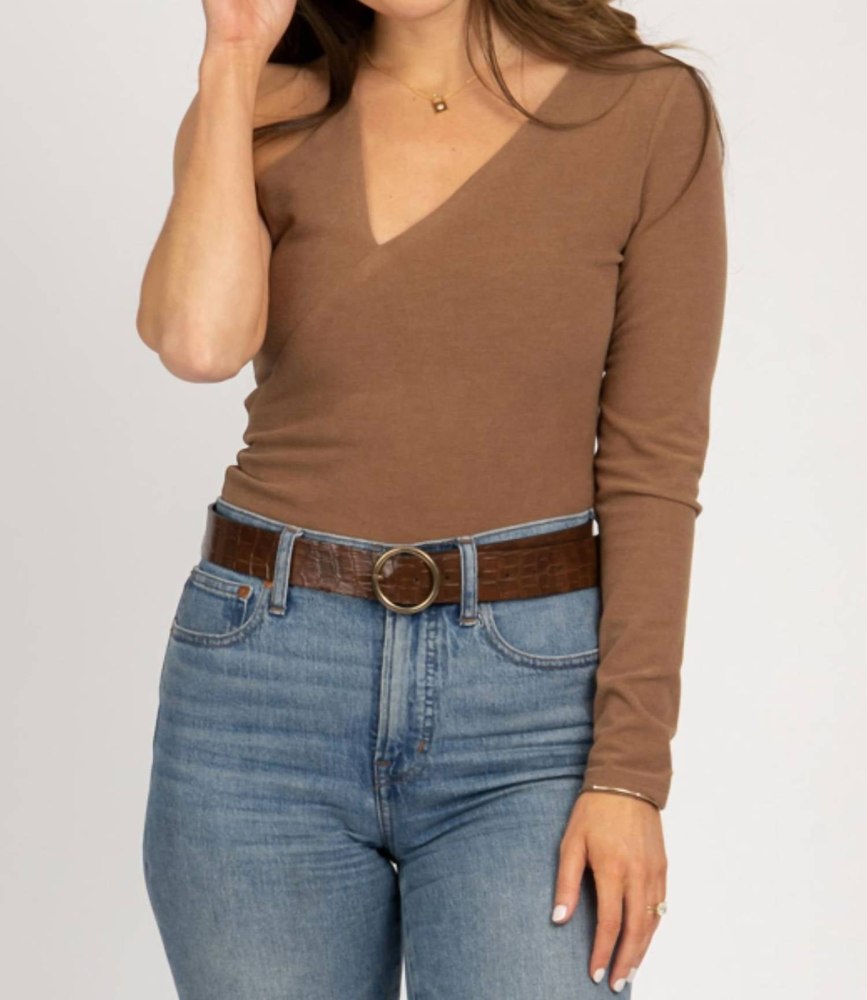 Spaghetti Strap Cutout Bodysuit In Mocha