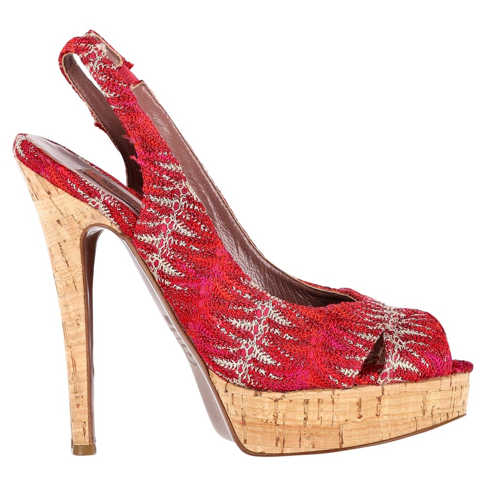 Missoni Slingback Platform Sandals in Red Crocheted Viscose 7748773773372