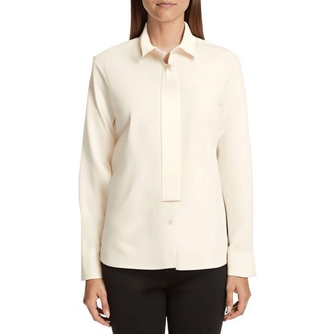 Juniors Solid Silk Button-Down Top