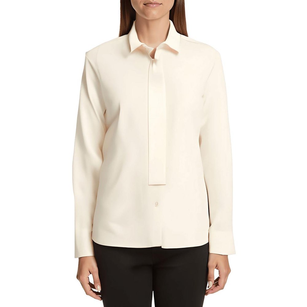 Juniors Solid Silk Button-Down Top