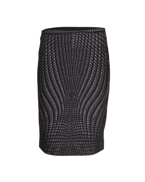 Diane Von Furstenberg Jacquard Pencil Skirt in Black Wool 7748780654652