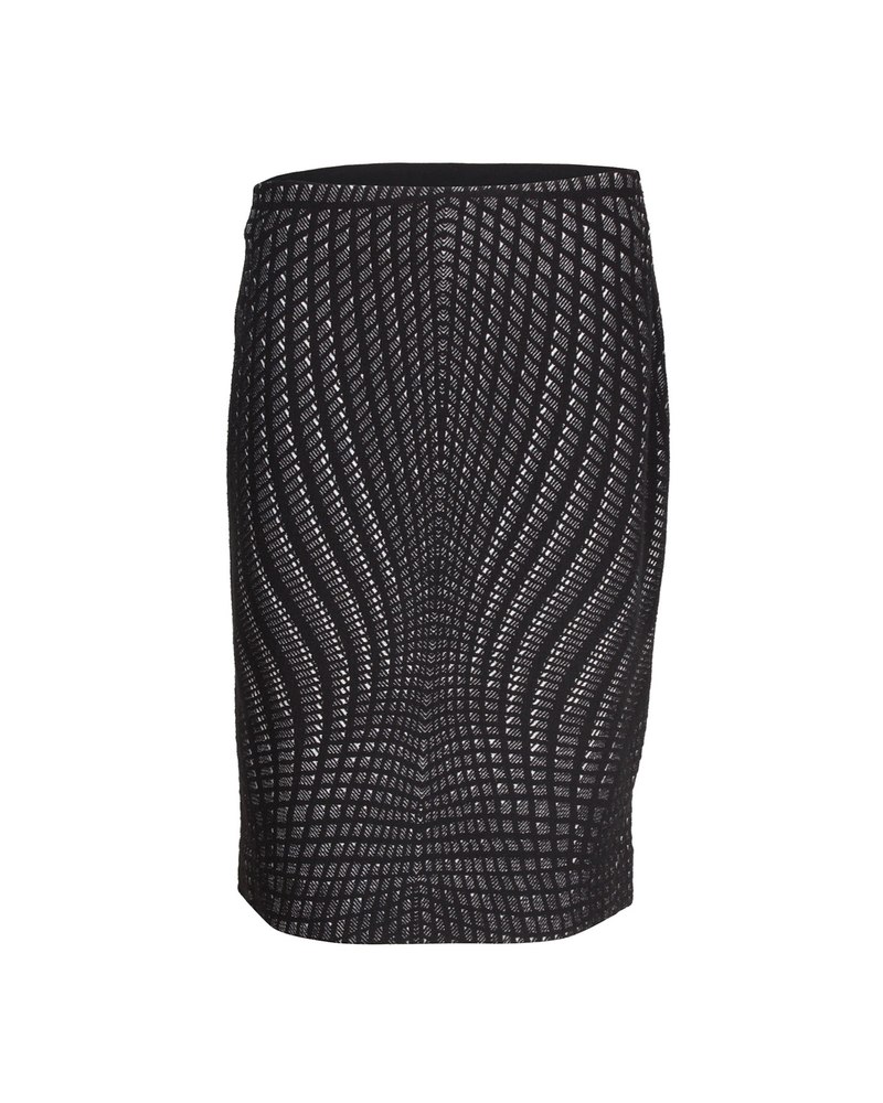 Diane Von Furstenberg Jacquard Pencil Skirt in Black Wool 7748780654652