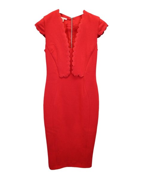 Antonio Berardi Scalloped Sheath Dress in Red Wool 7748780785724