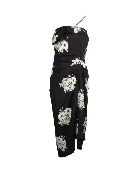N°21 Chain-Embellished Floral Dress in Black Silk 7748781604924