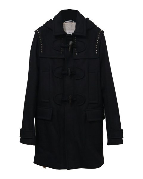 Valentino Studded Coat in Black Wool 7748779999292