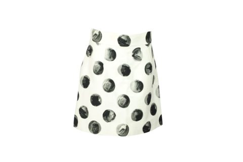 Dolce & Gabbana Painted Polka Dot Print Skirt in White Cotton 7748780294204