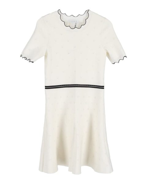 Sandro Knit Nipped in Waist Dress in Cream Viscose 7748780523580