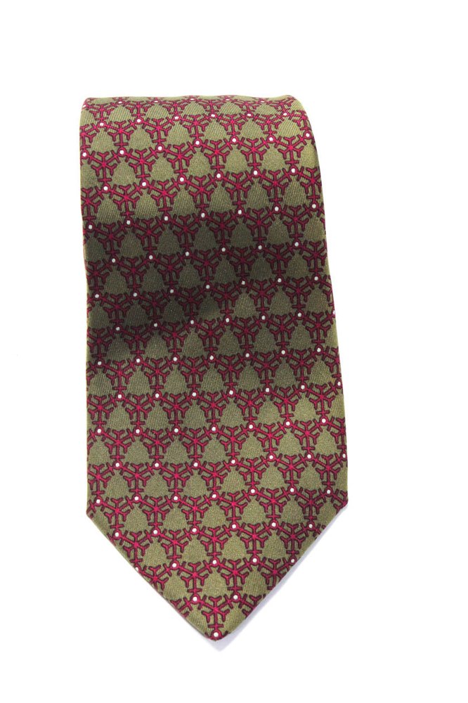 Hermes Mens Classic Width Dotted Snowflake Printed Silk Tie Brown Magenta