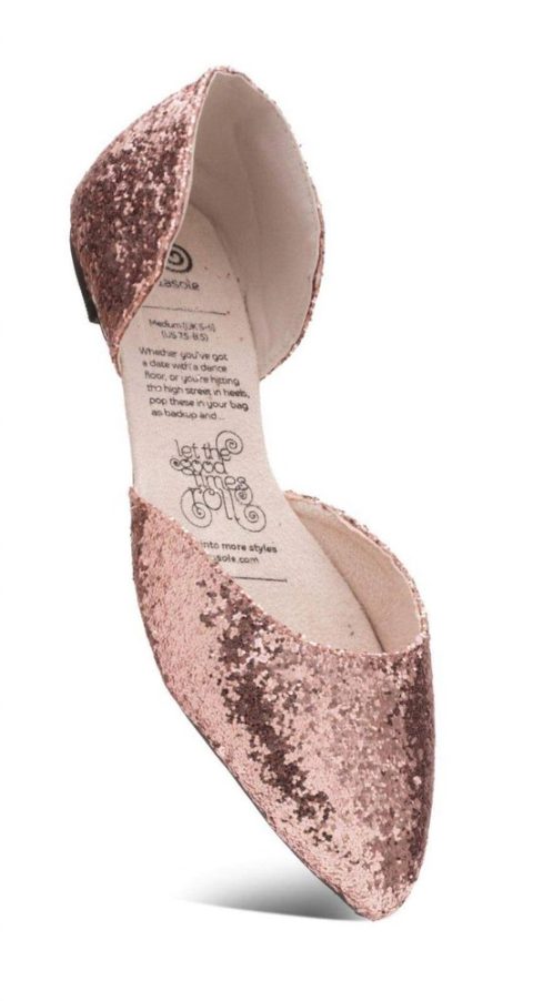 Sparkling Rose’ Roll-A-Soles Shoes In Rose Gold