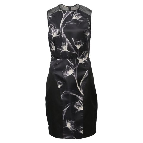 Jason Wu X-Ray Floral Print Sheath Dress in Black Silk 7748783243324