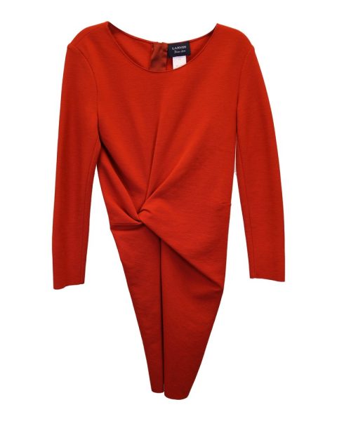 Lanvin Jersey Twist Dress in Orange Wool 7748784783420