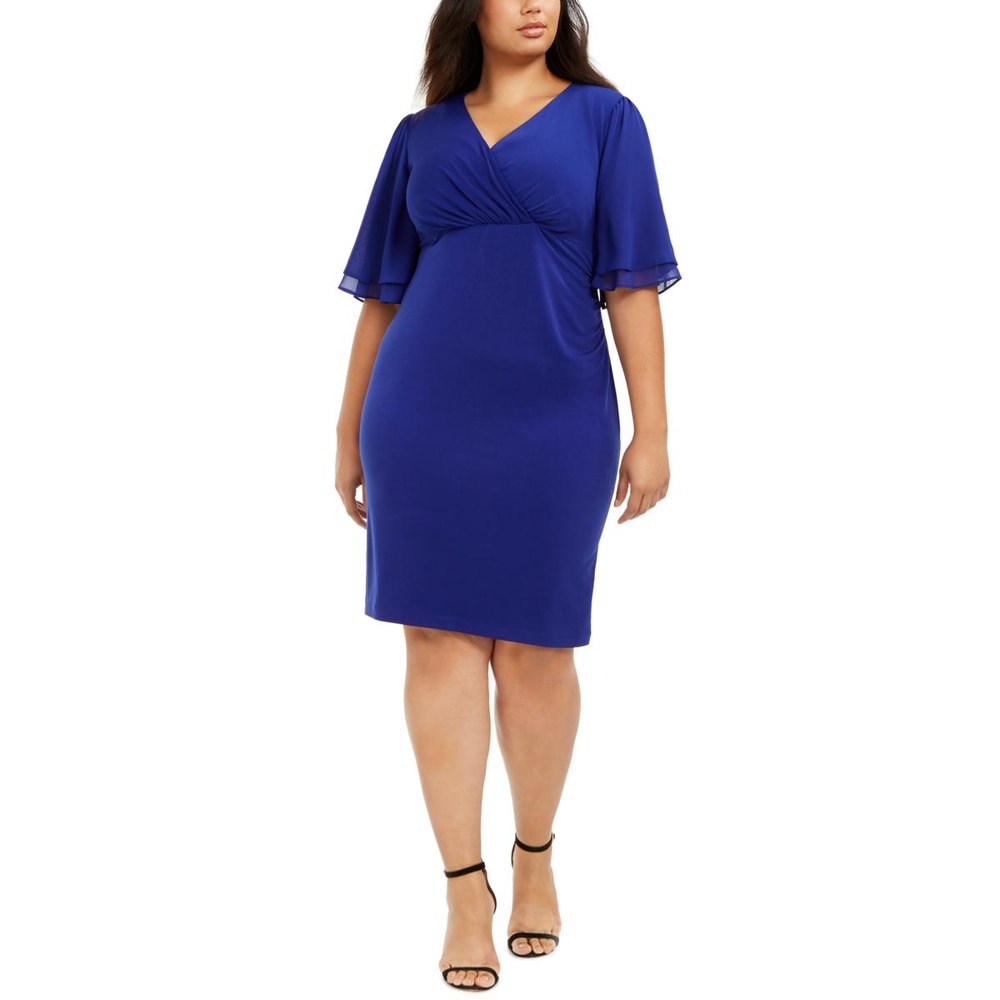 Plus Faux Wrap Mini Cocktail and Party Dress