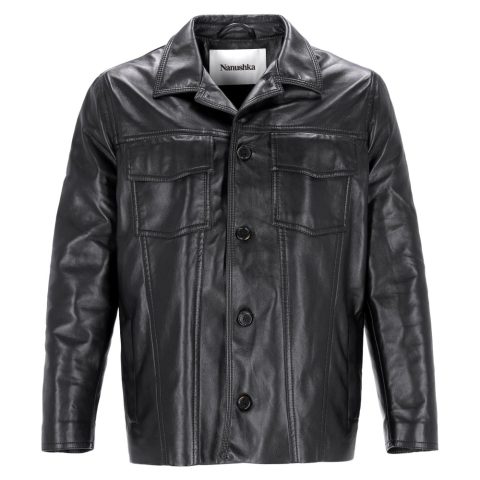Nanushka Cody Jacket in Black Regenerated Leather 7748780326972