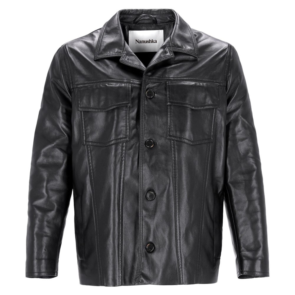 Nanushka Cody Jacket in Black Regenerated Leather 7748780326972