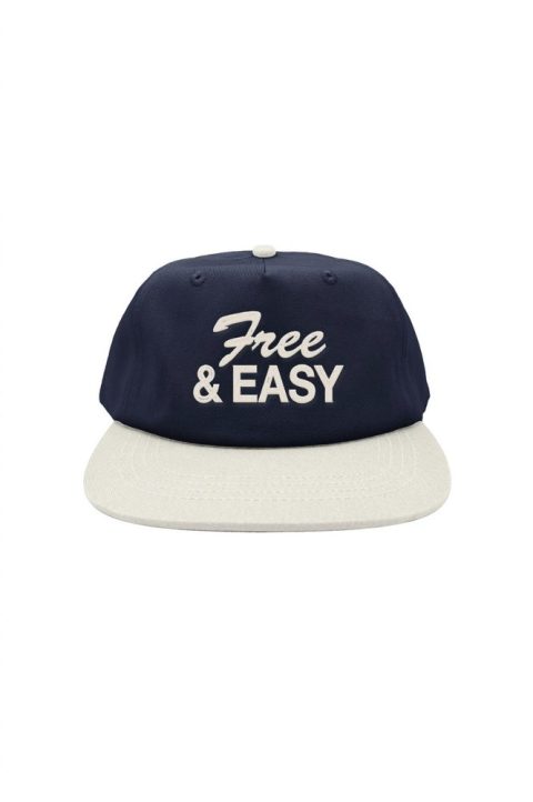 Men’s Two Tone Short Brim Snapback Hat In Navy/bone