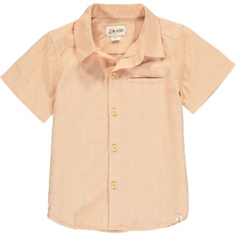 Boy’s Newport Button Down Shirt In Peach Grid