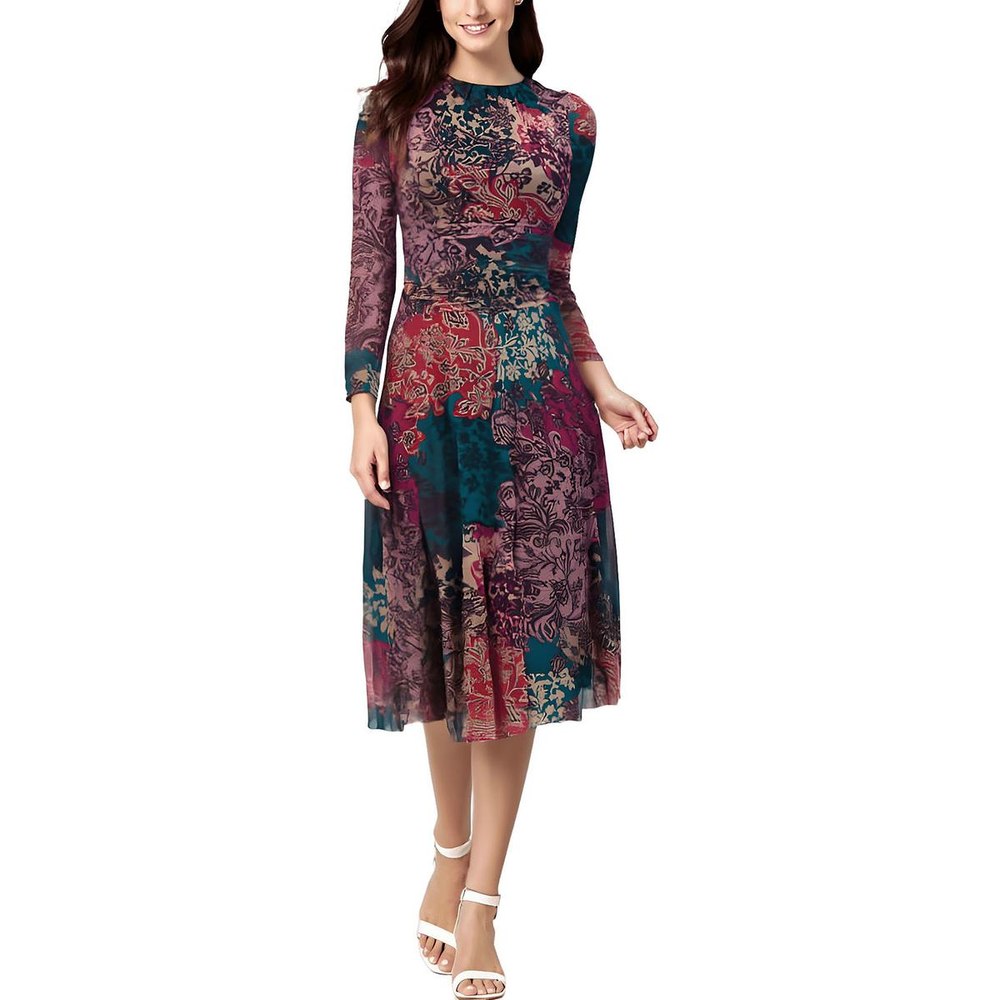 Petites Printed Sheer Midi Dress