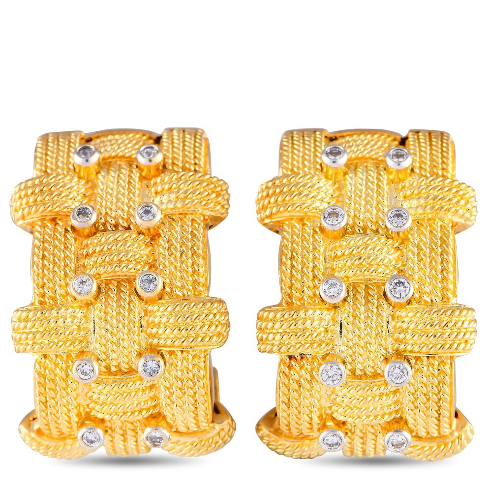 Roberto Coin Appassionata 18K Yellow Gold 0.20ct Diamond Clip-On Earrings RC04-080824 7748793827388