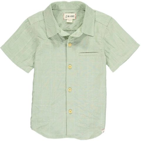 Boy’s Newport Button Down Shirt In Sage Grid
