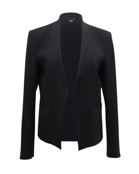 Theory Collarless Blazer in Black Triacetate