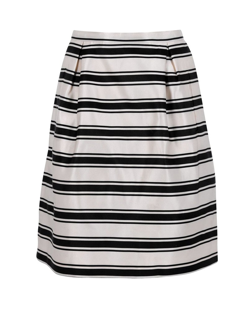 Michael Kors Stripe Skirt in White Silk 7748785471548
