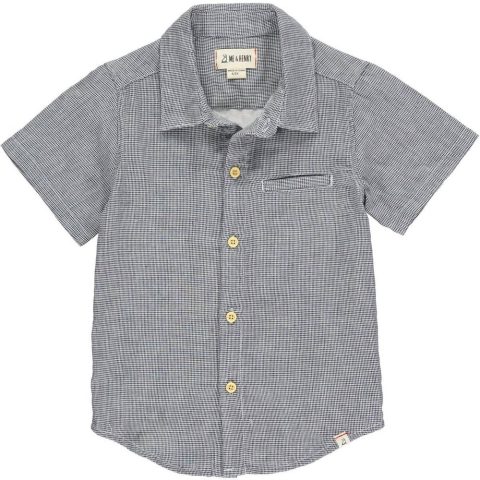 Boy’s Newport Button Down Shirt In Charcoal Microcheck