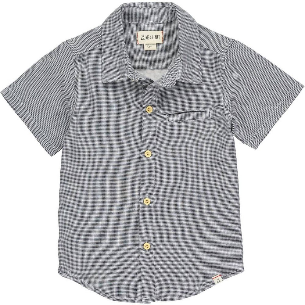 Boy’s Newport Button Down Shirt In Charcoal Microcheck
