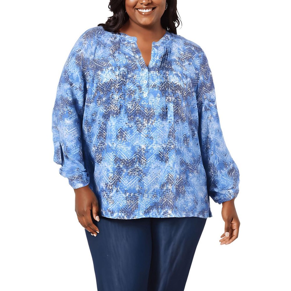 Plus Printed Knit Blouse