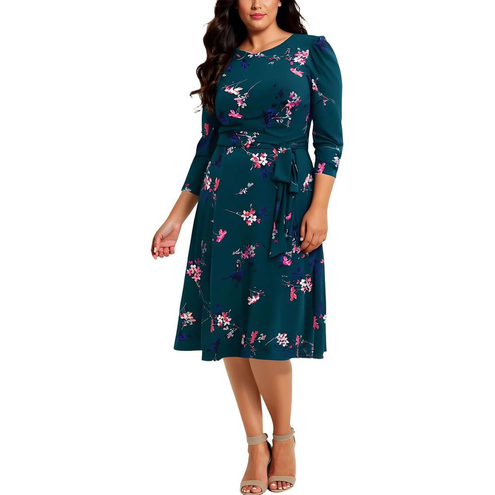 Plus Printed Midi Dress