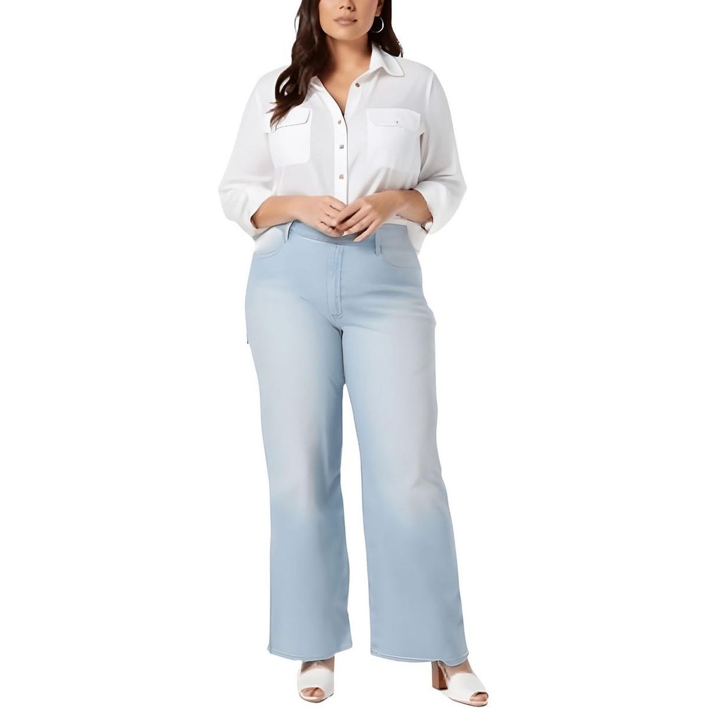 Plus Teresa Tummy Slimming Cotton Wide Leg Jeans