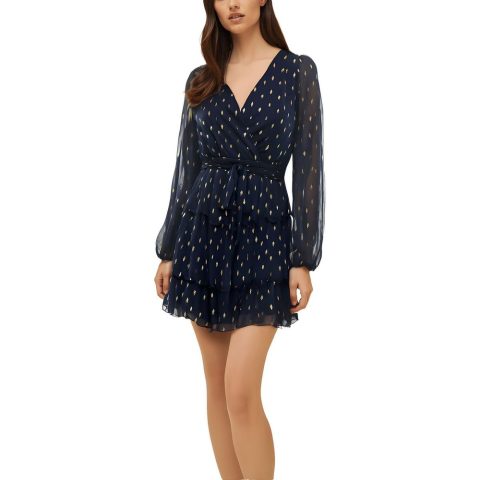 Metallic Chiffon Cocktail And Party Dress