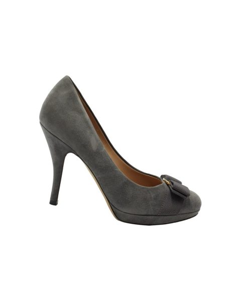 Ferragamo Bow Detail Pumps in Grey Suede 7748788813884