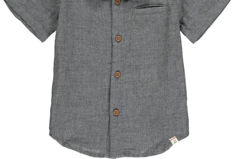 Boy’s Newport Button Down Shirt In Grey Gauze