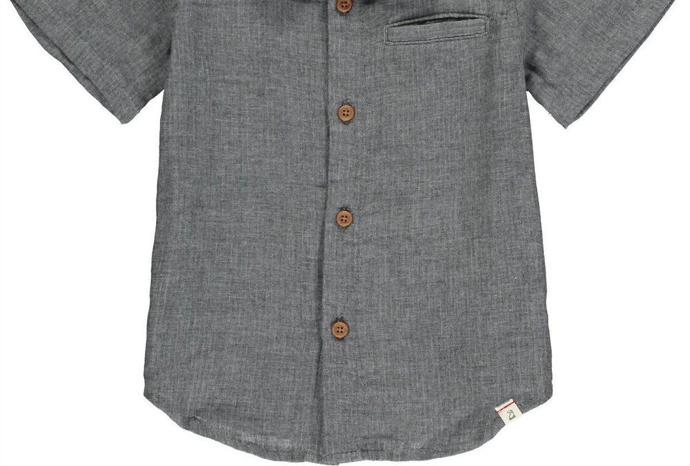 Boy’s Newport Button Down Shirt In Grey Gauze