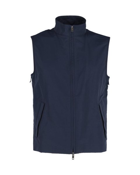 Ermenegildo Zegna Zip-Up Vest in Blue Nylon Canvas 7748801134652