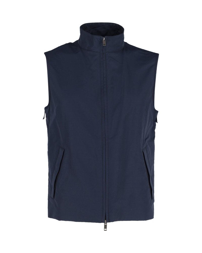 Ermenegildo Zegna Zip-Up Vest in Blue Nylon Canvas 7748801134652