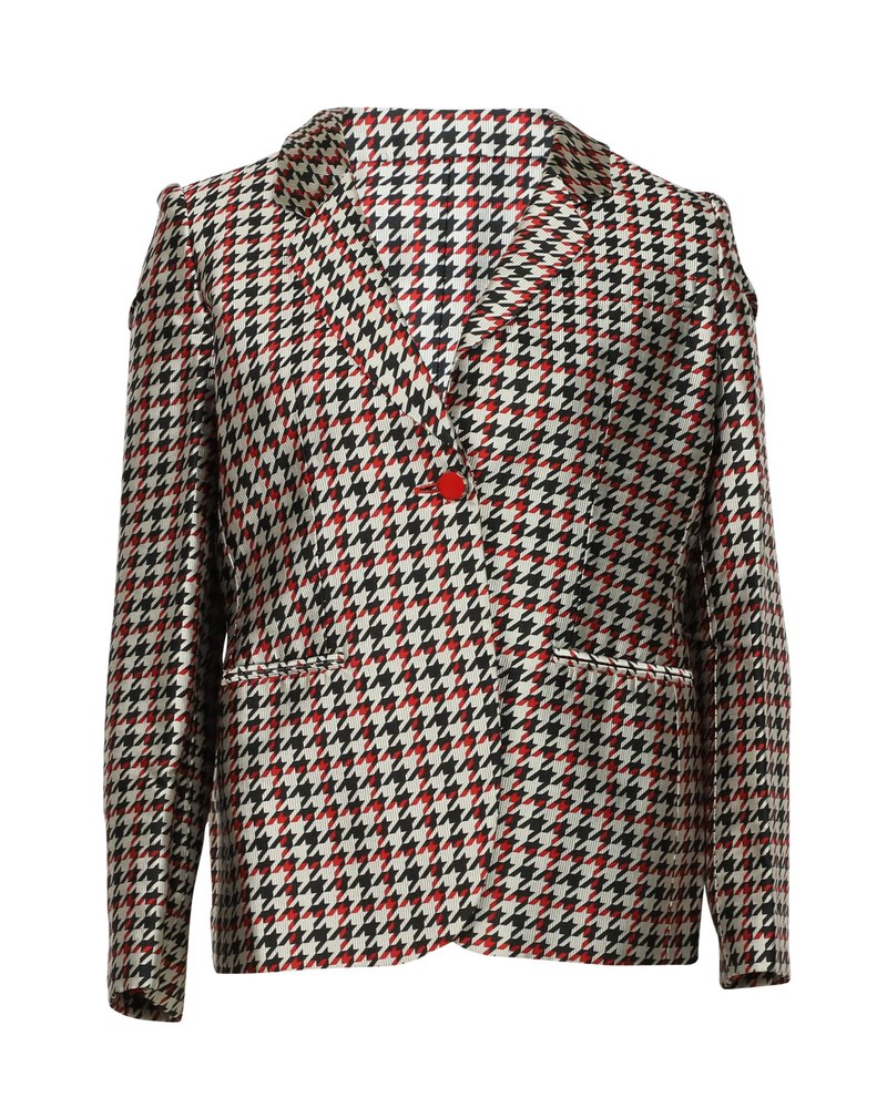 Giorgio Armani Houndstooth Blazer in Multicolor Silk 7748801560636