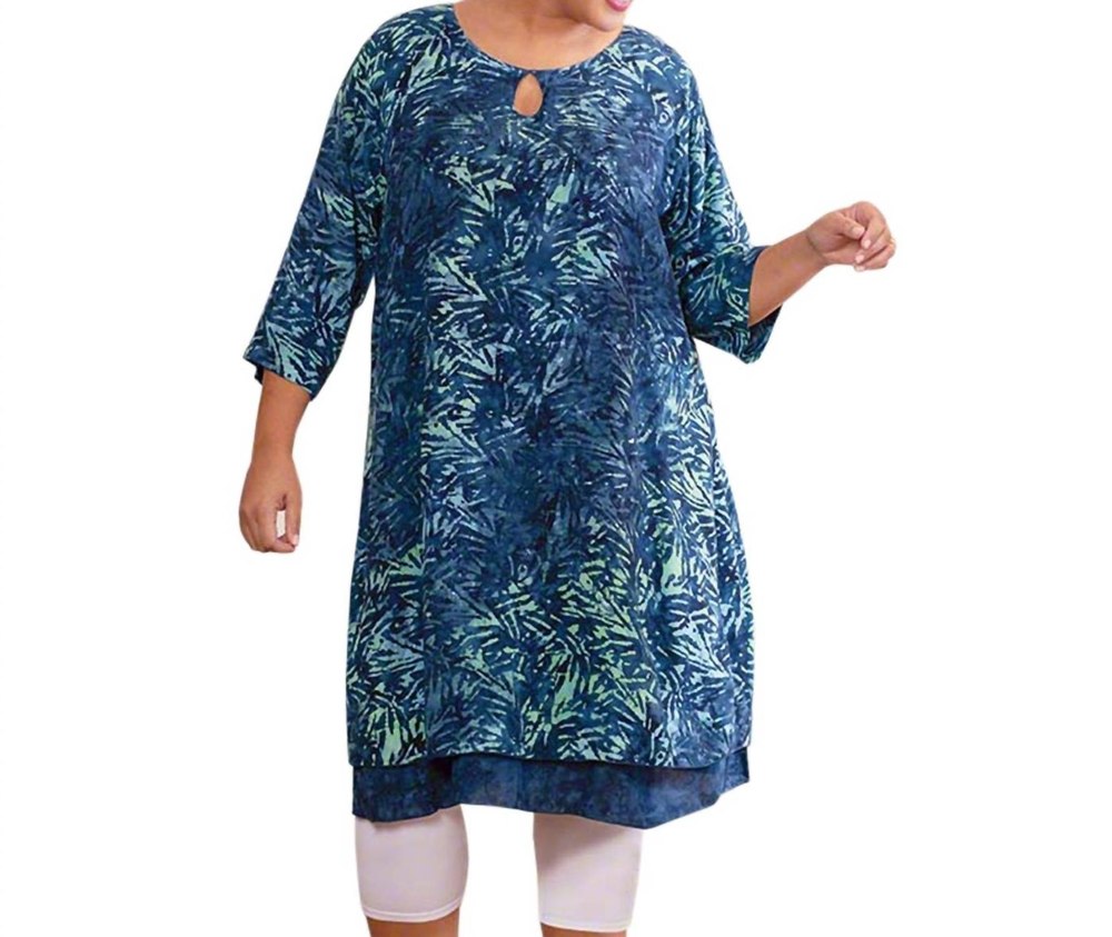 Sireli Batik Long Sleeve Dress – Plus Size In Tribal Cyan