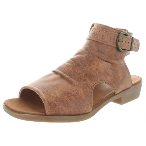 Sheridyn Faux Leather Open Toe Flat Sandals
