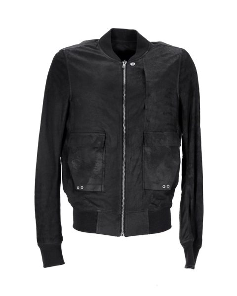 Rick Owens Bomber Jacket in Black Lamb Leather 7748811784252