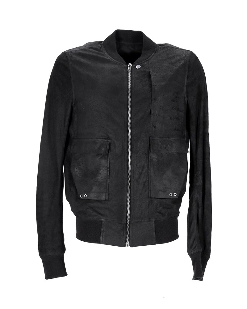 Rick Owens Bomber Jacket in Black Lamb Leather 7748811784252