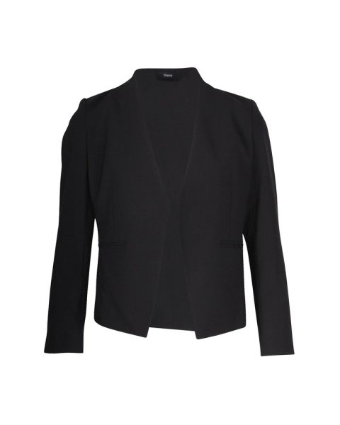 Theory Lanai Collarless Open-Front Blazer in Black Wool 7748814241852